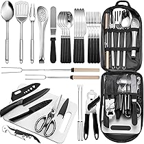 キャンプ用品、バーベキュー、調理用品 Amazon.co.jp: キャンプ用品 調理器具 27点セット バーベキュー